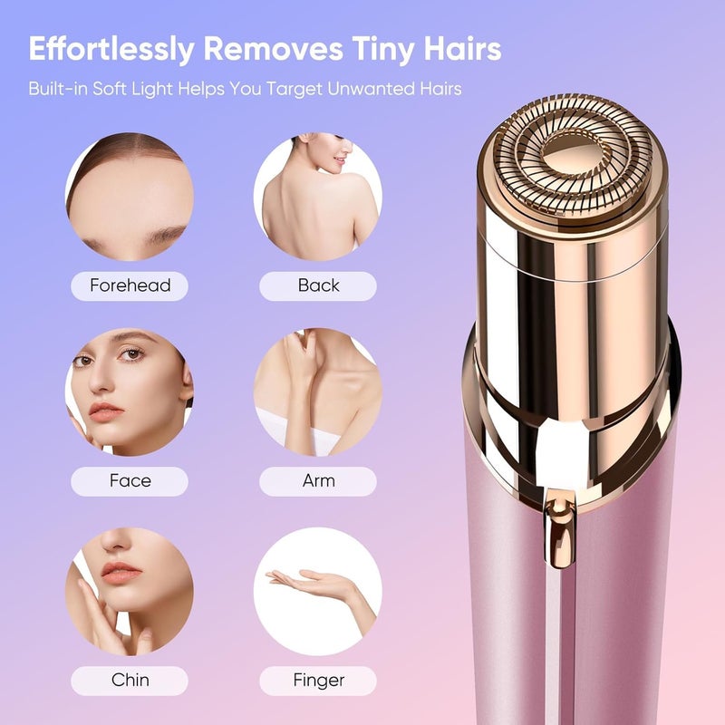 Painless آلة إزالة الشعر للنساء| ماكينة حلاقة الحواجب والوجه القابلة لإعادة الشحن عبر USB والمقاومة للماء للشفاه| الجسم| الذراعين (أبيض وذهبي) (متنوع) - Image 2