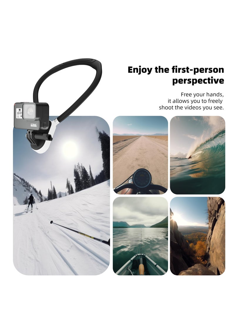 SYOSI Neck Mount Necklace Holder, POV Selfie Mount with Phone Clip Vertical Mount Kit, Necklace Holder for Gopro Insta360 DJI Action Camera - Image 3