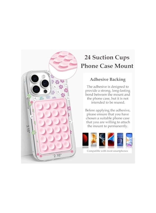 ELTRAZONE Silicone Suction Phone Case Mount, Hands-Free Adhesive Phone Holder for Mirrors, Desks & Showers, Reusable Suction Grip for Selfies, Tiktok Videos & Calls, Universal Smartphone Accessory (Light Pink) - Image 2