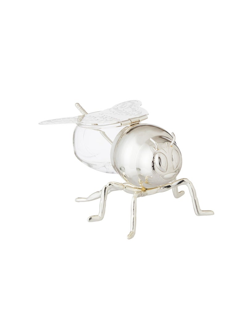 دانيا ✨ سكرية زجاج مع حامل ديكور نحلة معدني فضي + ملعقة – لمسة فاخرة تزيّن ضيافتك! ✨ - Image 4