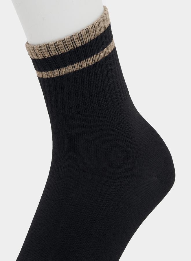 Styli Set of 3 - Striped Cuff Detail Crew Socks  - Image 5