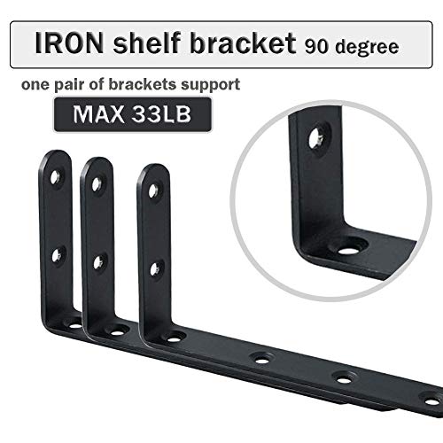 WINKER Corner Brace 12Pcs Shelf Bracket Heavy Duty Black Steel L Corner Brace, Decorative Joint Angle Bracket for Shelf 5 InchX3 Inch Shelves Wall Hanging Bracket with Screws5 InchX3 Inch(12PCS)) - Image 4
