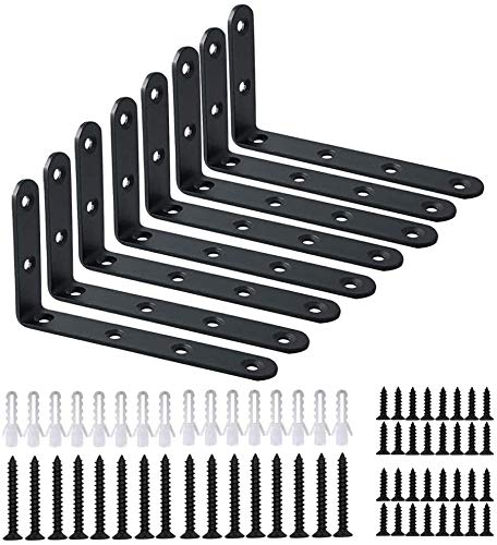 WINKER Corner Brace 12Pcs Shelf Bracket Heavy Duty Black Steel L Corner Brace, Decorative Joint Angle Bracket for Shelf 5 InchX3 Inch Shelves Wall Hanging Bracket with Screws5 InchX3 Inch(12PCS)) - Image 1