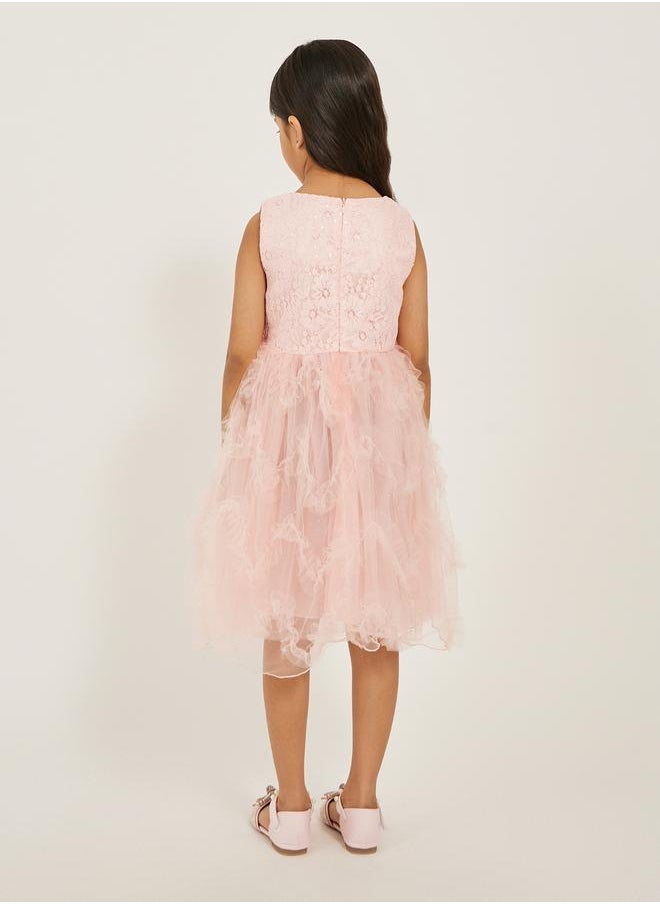 Styli - Embellished Sleeveless Dress with Ruffle Trim - Image 1