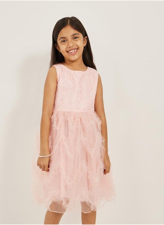 Styli - Embellished Sleeveless Dress with Ruffle Trim - Image 1