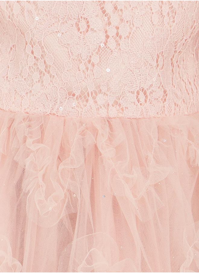 Styli - Embellished Sleeveless Dress with Ruffle Trim - Image 1