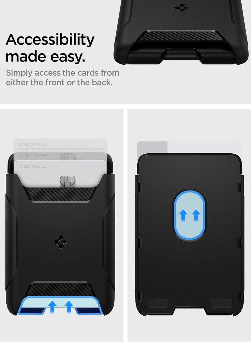 Spigen Rugged Armor (MagFit) Magnetic Wallet Card Holder (3 Cards) MagSafe Compatible with iPhone 15 / 14 / 13 and 12 series - Matte Black - Image 2