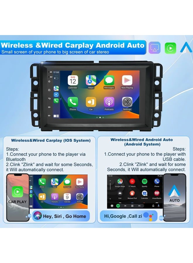 iCarSEPTON 5GWiFi Upgrade Car Radio for GMC Sierra 1500 2007-2013, Chevy Silverado 1500 2007-2013, Yukon Tahoe 2007-2014, Acadia Equinox Enclave HD 7inch Touch Screen Stereo, Carplay Android Auto GPS FM Camera - Image 3