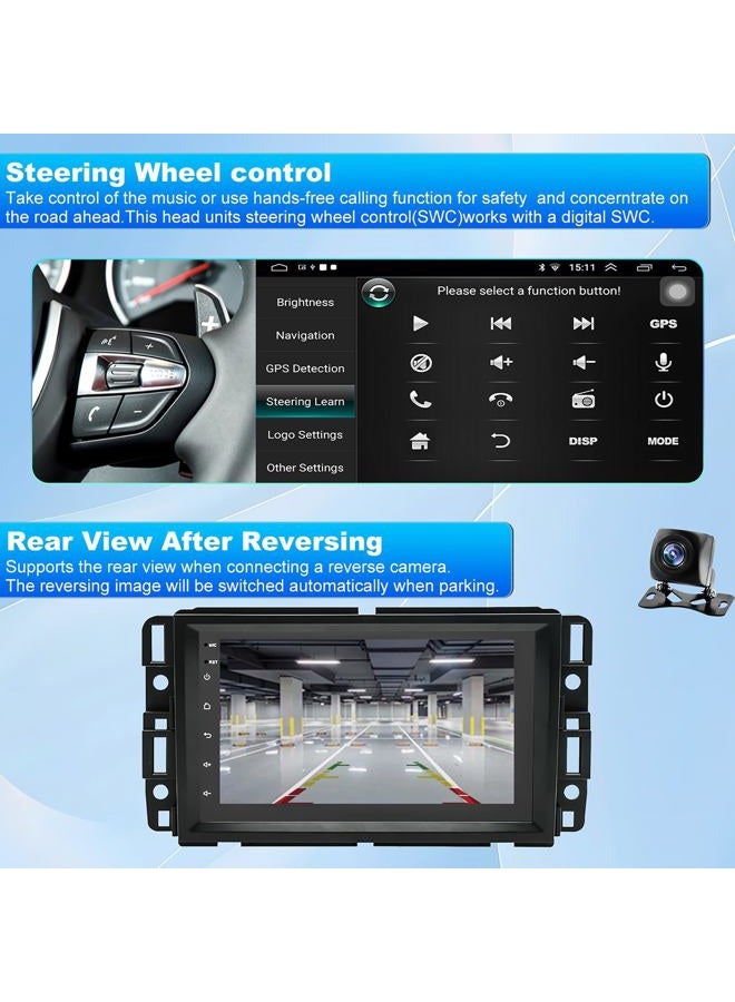 iCarSEPTON 5GWiFi Upgrade Car Radio for GMC Sierra 1500 2007-2013, Chevy Silverado 1500 2007-2013, Yukon Tahoe 2007-2014, Acadia Equinox Enclave HD 7inch Touch Screen Stereo, Carplay Android Auto GPS FM Camera - Image 5