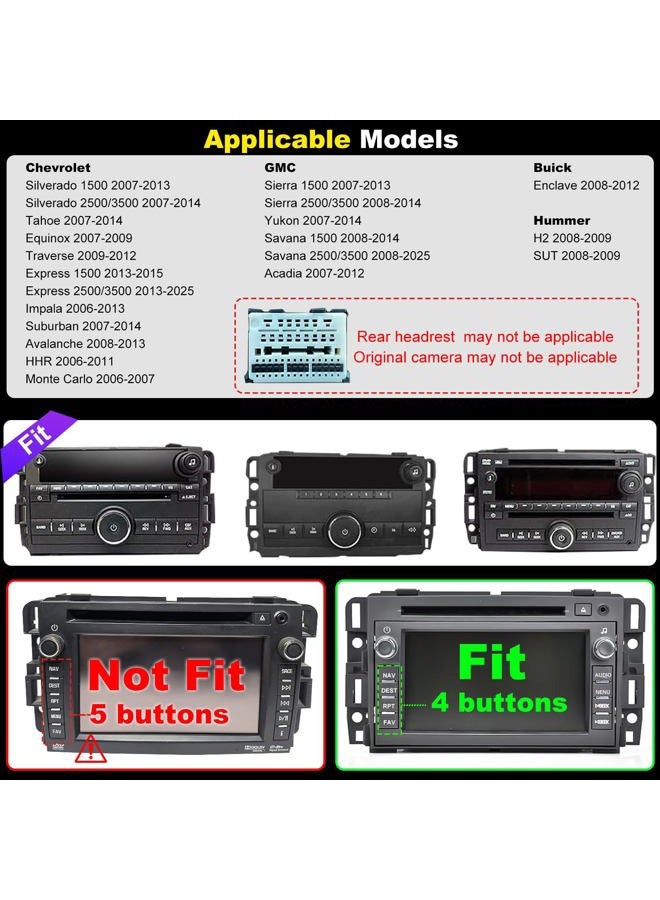 iCarSEPTON 5GWiFi Upgrade Car Radio for GMC Sierra 1500 2007-2013, Chevy Silverado 1500 2007-2013, Yukon Tahoe 2007-2014, Acadia Equinox Enclave HD 7inch Touch Screen Stereo, Carplay Android Auto GPS FM Camera - Image 2