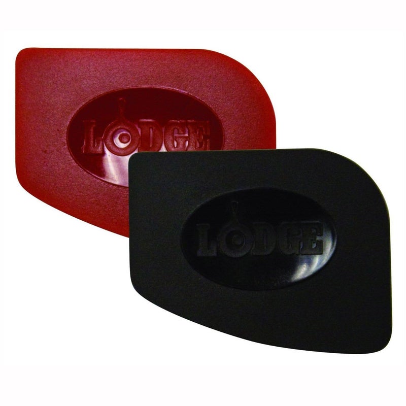 Lodge Pan Scrapers. Handheld Polycarbonate Cast Iron Pan Cleaners. (2-Pack. Red/Black) - Image 2