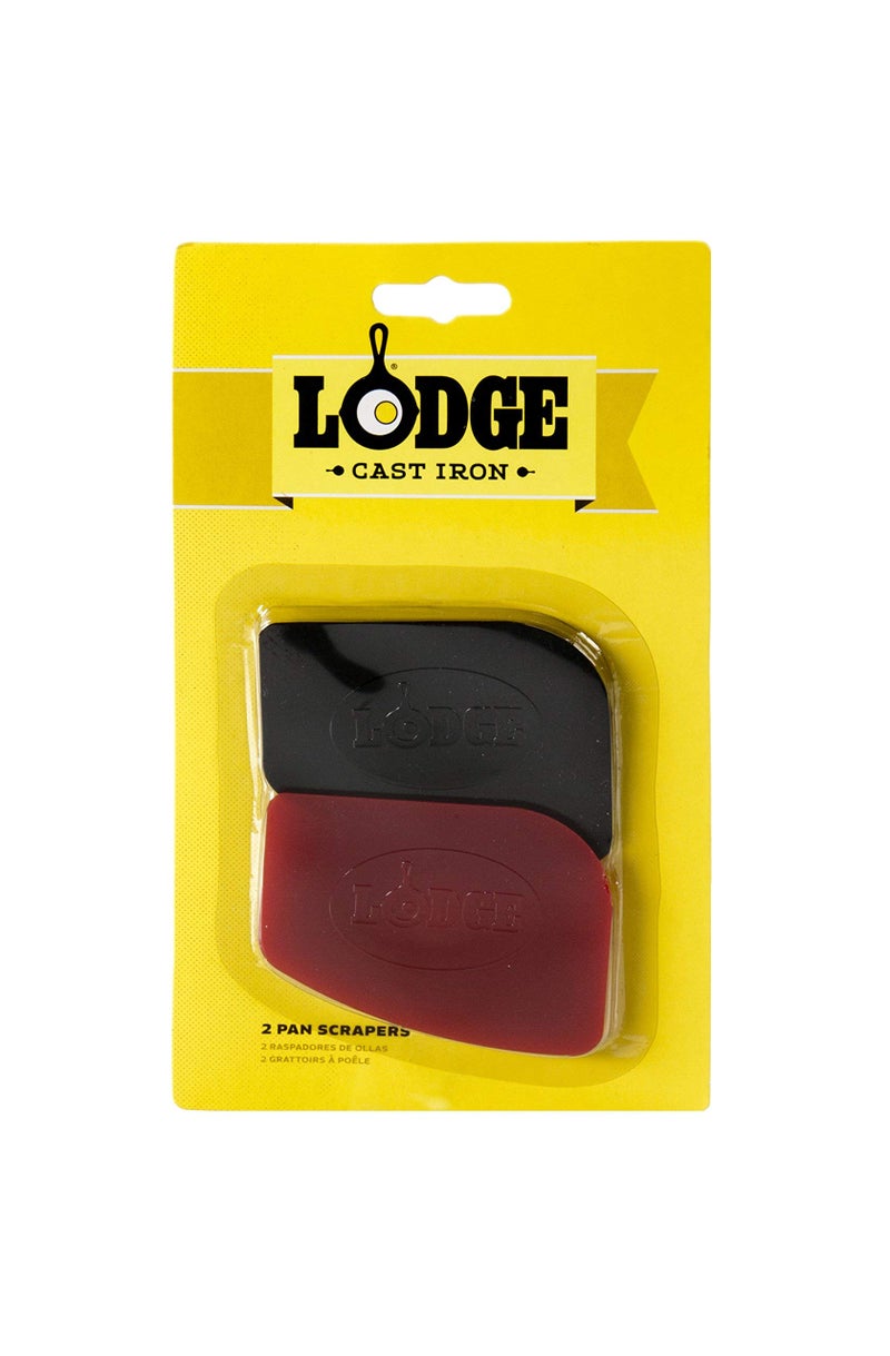 Lodge Pan Scrapers. Handheld Polycarbonate Cast Iron Pan Cleaners. (2-Pack. Red/Black) - Image 4