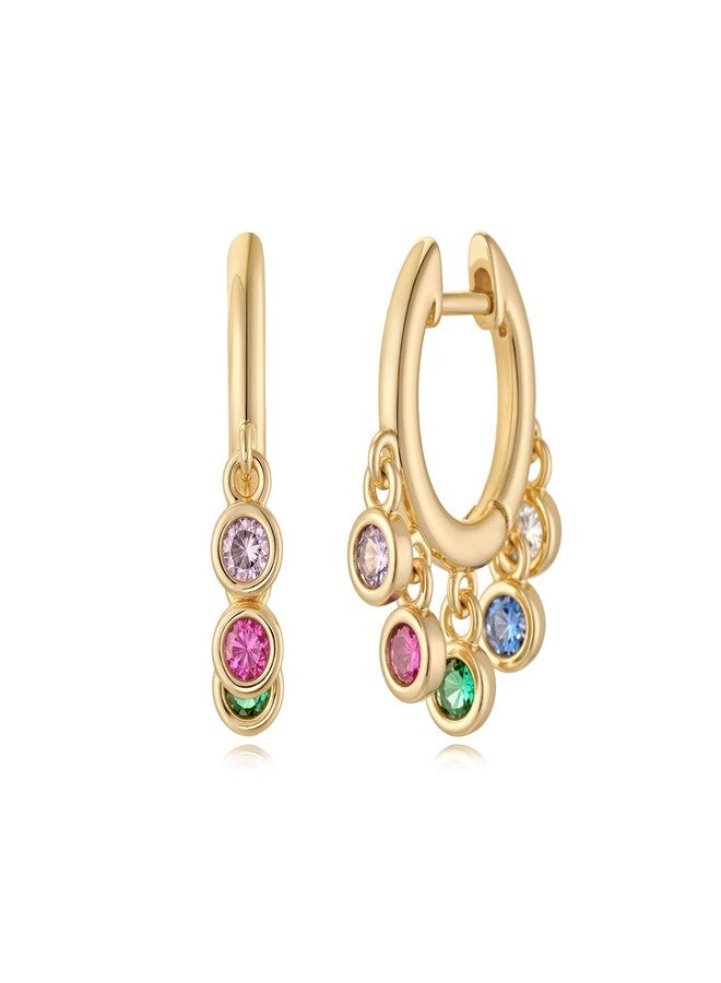 MYEARS Women Earrings Gold Huggie Hoop Ear Stud Cuff 14K Small Simple Hypoallergenic Everyday Jewelry, One Size, Brass Metal Yellow Gold, Cubic Zirconia - Image 1