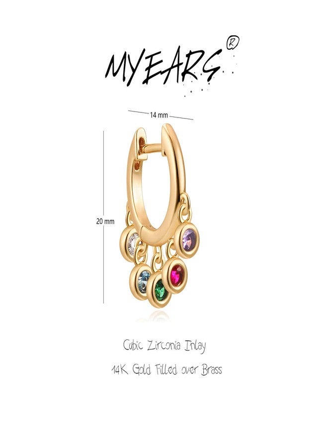 MYEARS Women Earrings Gold Huggie Hoop Ear Stud Cuff 14K Small Simple Hypoallergenic Everyday Jewelry, One Size, Brass Metal Yellow Gold, Cubic Zirconia - Image 5