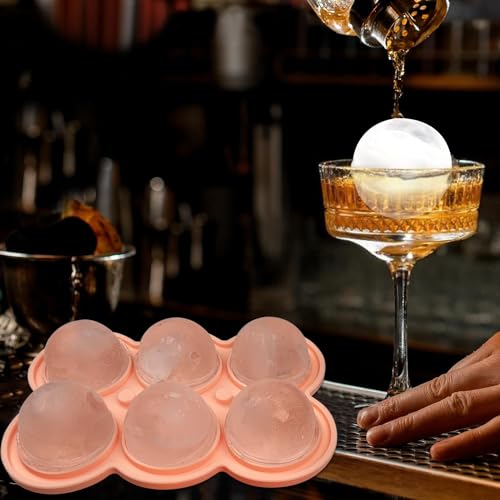 IDVVSSX 2 Pack Silicone Ice Cube Trays, Pink Rose Ice Cube Mold, Large Sphere Ice Mold with Funnel-type Lid, Makes 6 Rose & 6 Round Ice Balls for Chilling Whiskey Cocktails Drinks - Image 5