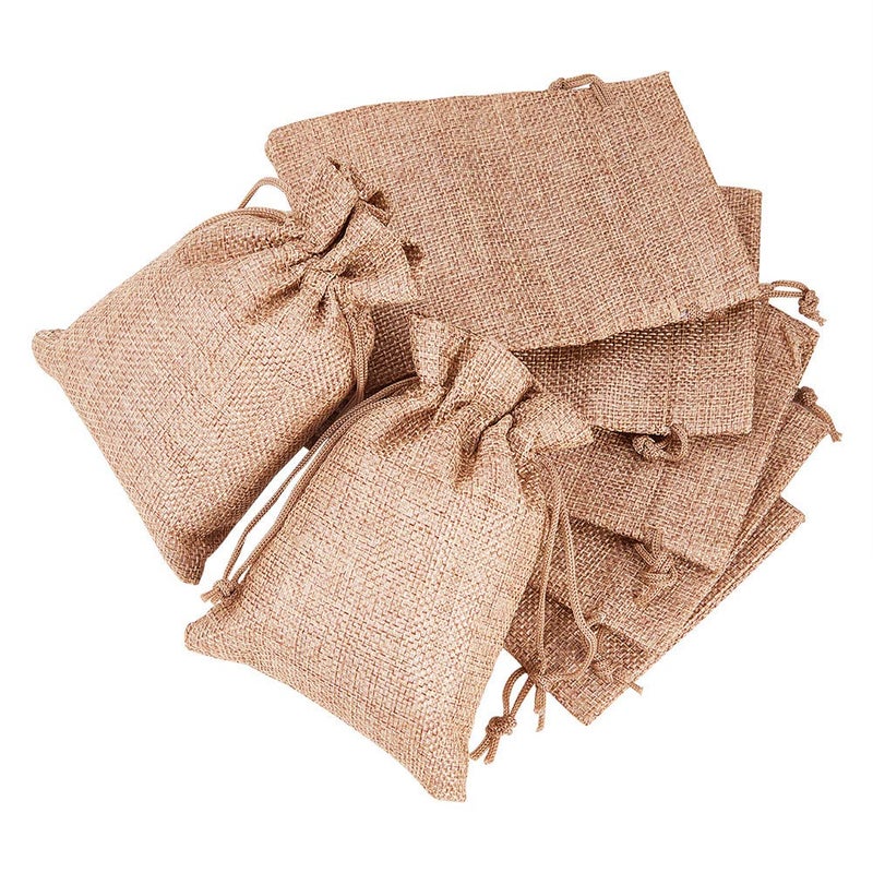 25 Pieces Burlap Bags with Drawstring Gift Bag Jewelry Bag for Wedding and Crafts - 13.9cm x 9.9cm, Linen