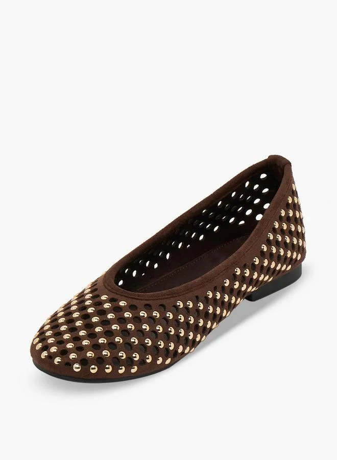 Flora Bella By Shoexpress BROWN Women Embellished Ballerina Shoes for Women | Best Price UAE