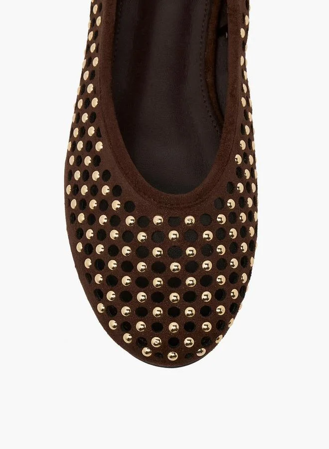 Flora Bella By Shoexpress BROWN Women Embellished Ballerina Shoes for Women | Best Price UAE
