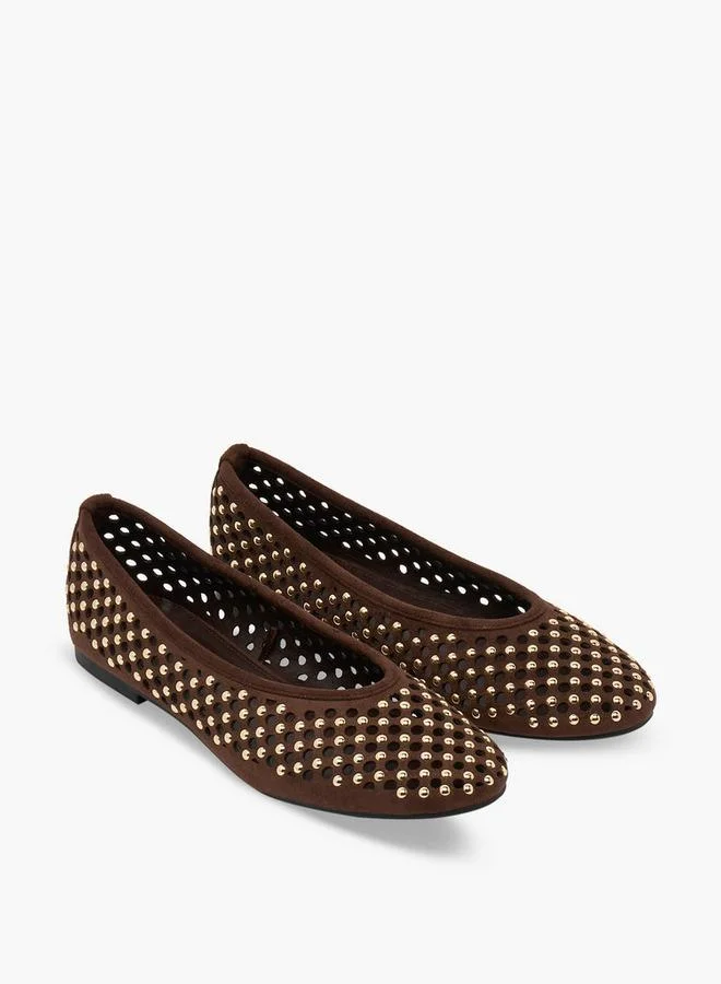 Flora Bella By Shoexpress BROWN Women Embellished Ballerina Shoes for Women | Best Price UAE