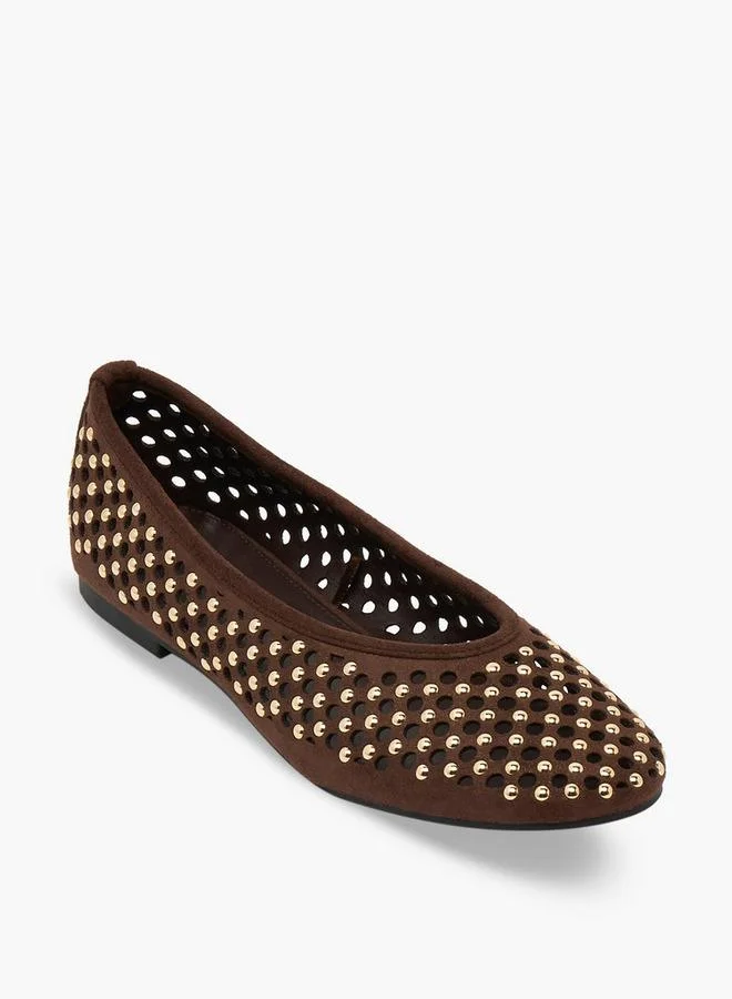 Flora Bella By Shoexpress BROWN Women Embellished Ballerina Shoes for Women | Best Price UAE