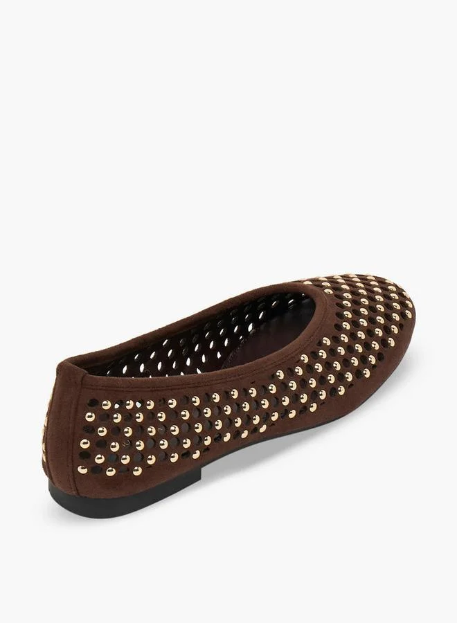 Flora Bella By Shoexpress BROWN Women Embellished Ballerina Shoes for Women | Best Price UAE