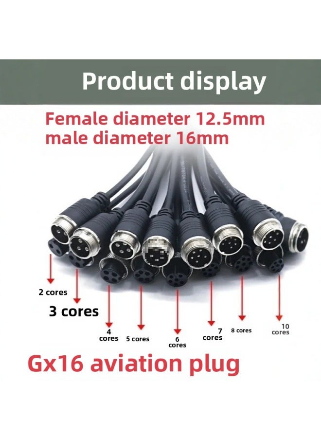 GX16 Aviation Plug Connection Line With Line GX16 Single/double Male And Female Plug Extension Line Integrated Injection Molding-Color:1m -3 Core-double Head, One Male And One Female