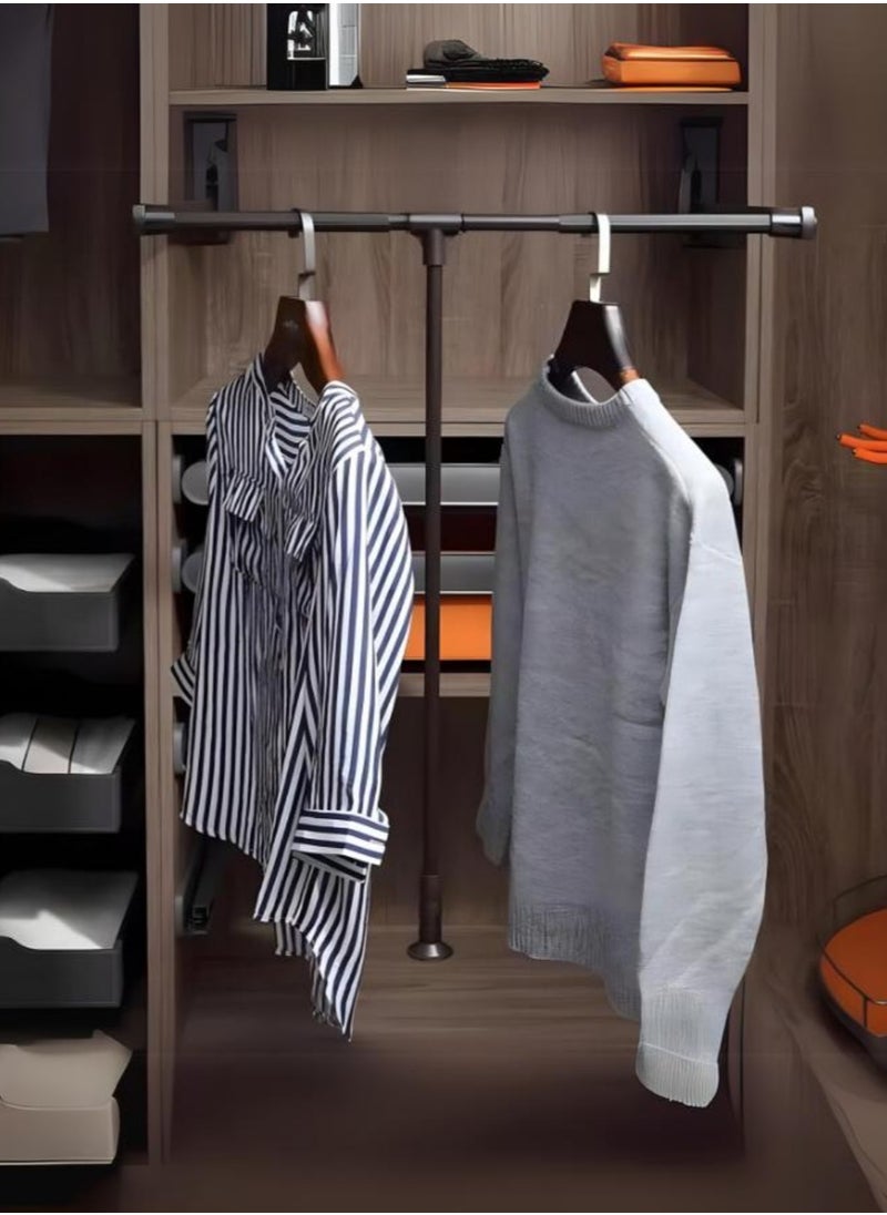 eurocliq - Adjustable Closet Hanging Rod Single Rail Garment Wardrobes Bedroom Furniture Home Closet Clothes Storage Rack Telescopic - Image 1