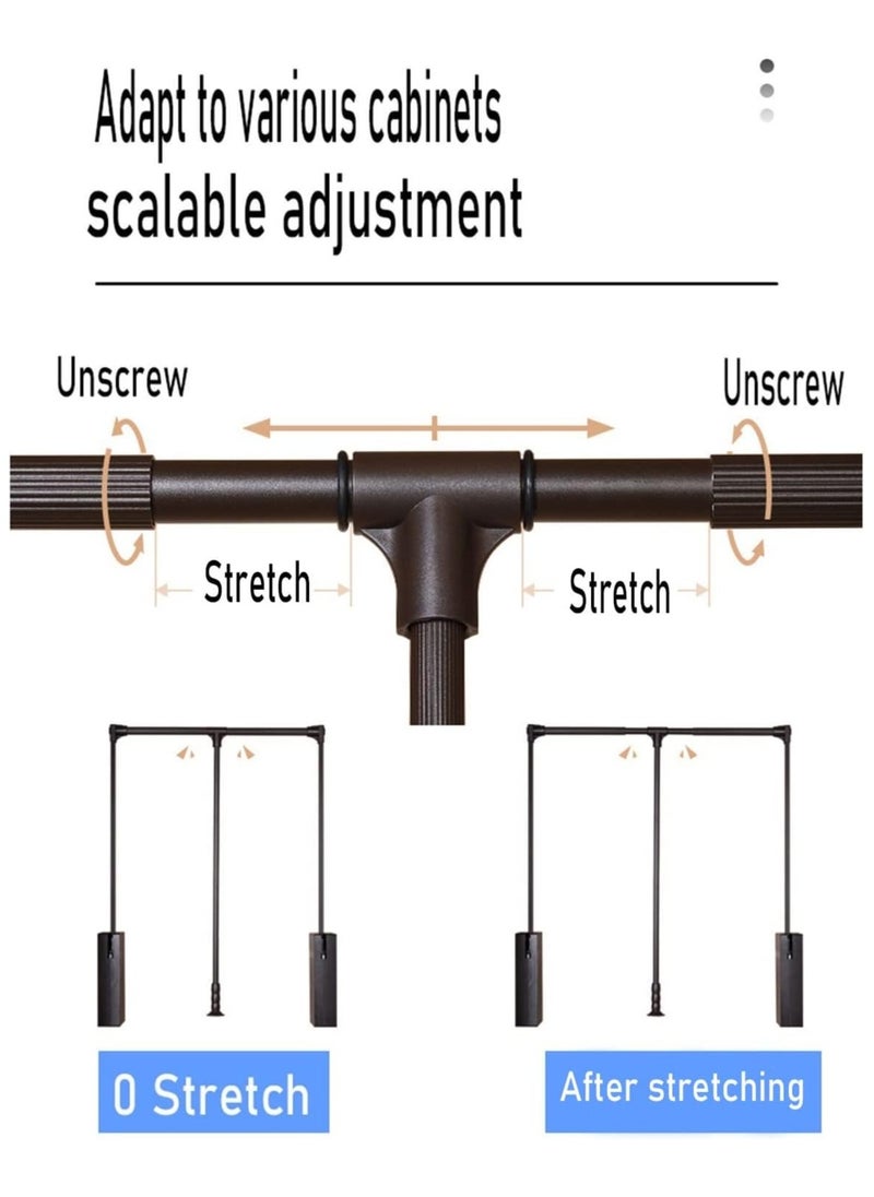 eurocliq - Adjustable Closet Hanging Rod Single Rail Garment Wardrobes Bedroom Furniture Home Closet Clothes Storage Rack Telescopic - Image 1