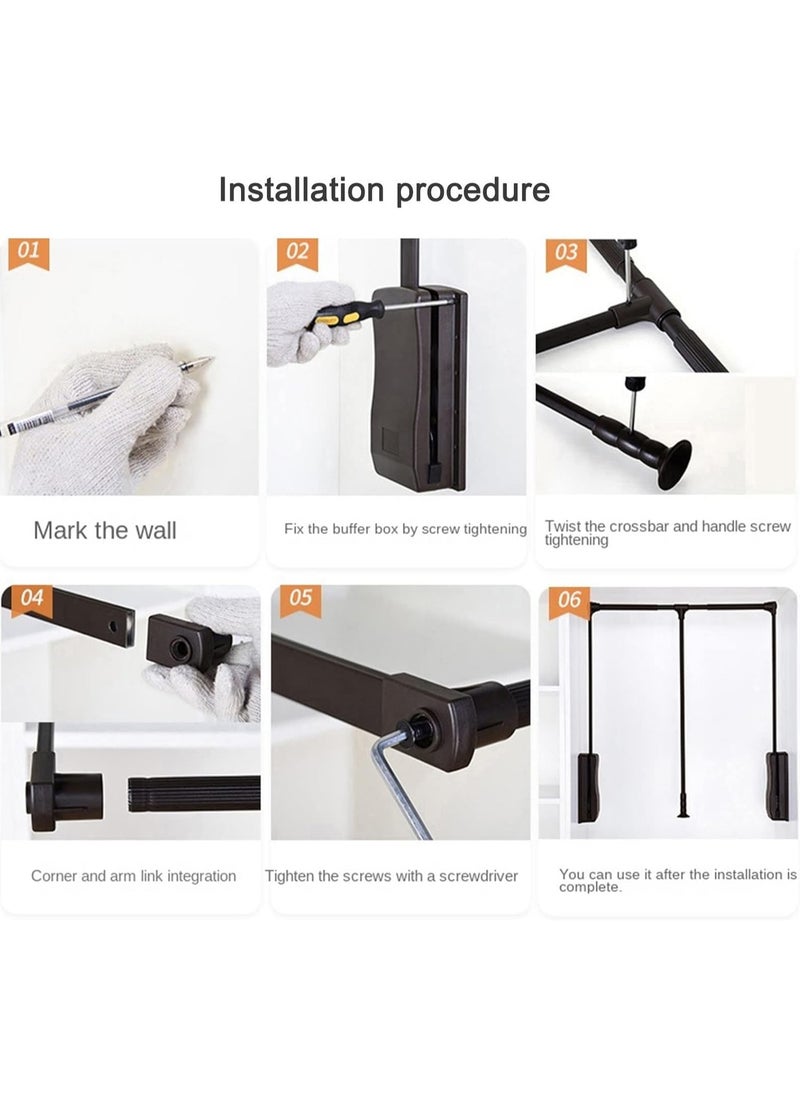 eurocliq - Adjustable Closet Hanging Rod Single Rail Garment Wardrobes Bedroom Furniture Home Closet Clothes Storage Rack Telescopic - Image 1
