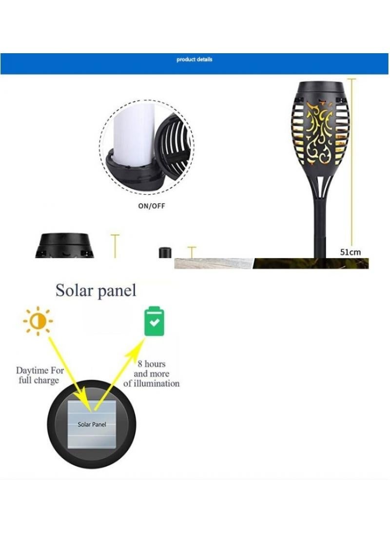 SYOSI 6-Pieces Solar Torch Lights With Flickering Flame Fire Effect Garden Light Auto On OR Off Dust To Dawn Outdoor Waterproof Landscape Decoration Solar Powered Security Torch Light - Image 4