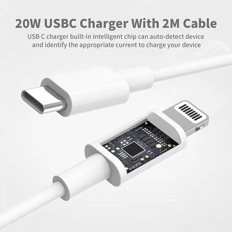 كيس لوجيك [معتمد من Apple MFi] شاحن سريع بقدرة 20 واط PD لأيفون، محول طاقة من النوع C، كابل USB-C إلى Lightning بطول 1 متر لأجهزة 14 13 12 11 Pro Mini XS XR X، آيباد، إيربودز، أبيض، Q1 (VR-001Z) - Image 4