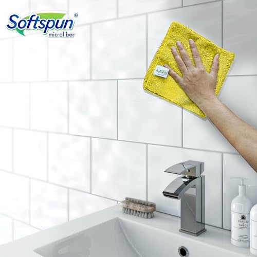 SOFTSPUN Microfiber Cleaning Cloths, 4pcs 30x30cms 340GSM Yellow! Highly Absorbent, Lint and Streak Free, Multi -Purpose Wash Cloth for Kitchen, Car, Window, Stainless Steel, Silverware. - Image 3