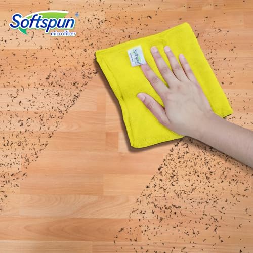 SOFTSPUN Microfiber Cleaning Cloths, 4pcs 30x30cms 340GSM Yellow! Highly Absorbent, Lint and Streak Free, Multi -Purpose Wash Cloth for Kitchen, Car, Window, Stainless Steel, Silverware. - Image 2