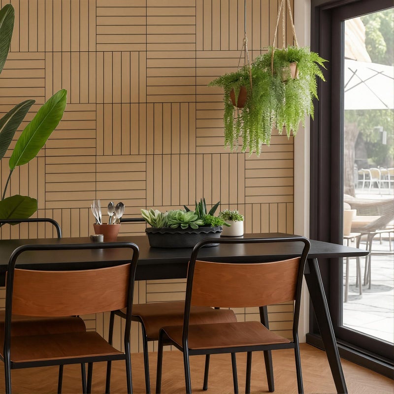 BrightRow 10 Pcs Peel and Stick Wood Slat Wall Panels Decorative Wall Panels 12"x12" Self Adhesive Slat Acoustic Textured Panel Soundproof Adhesive Wood Paneling for Interior Ceiling Living Room Decor - Image 4