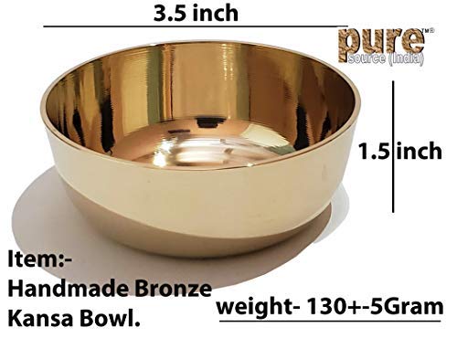 Pure Source India Kansa/Bronze Solid Bowl - 150 Ml, 2 Piece, Gold - Image 2