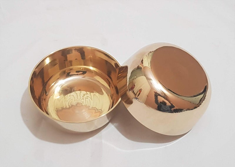 Pure Source India Kansa/Bronze Solid Bowl - 150 Ml, 2 Piece, Gold - Image 1