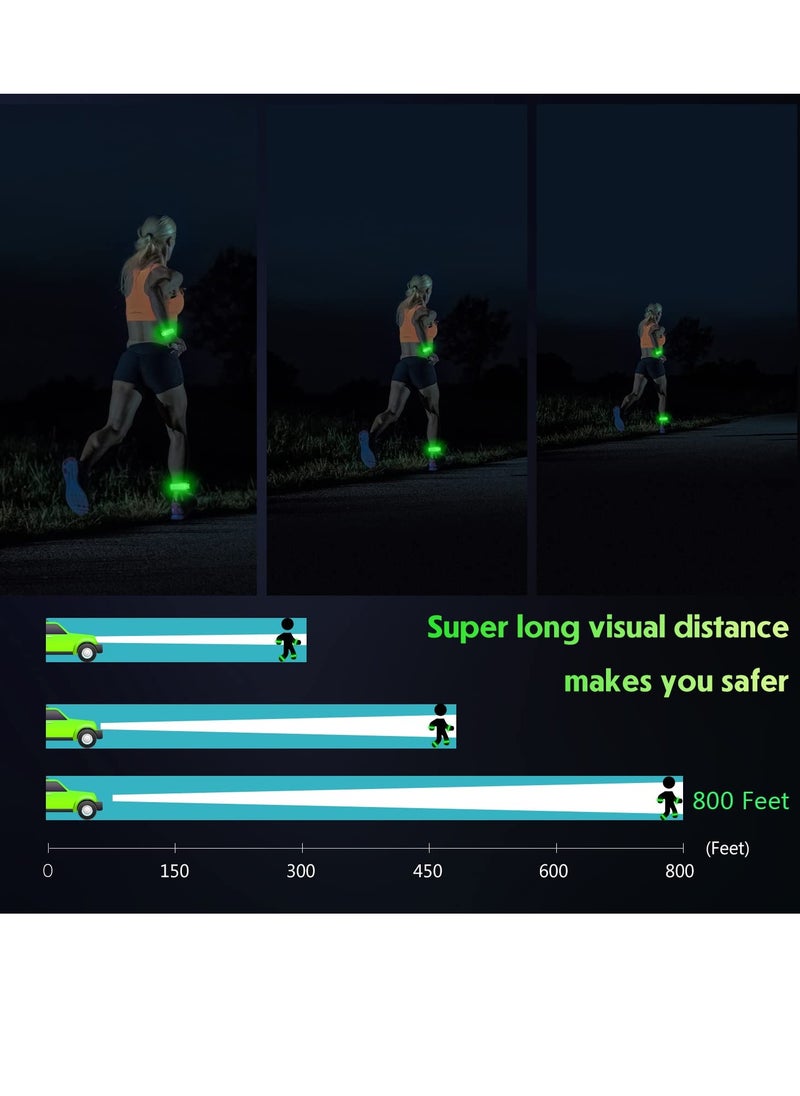 Excefore 2 Pack Rechargeable LED Armbands for Running, Reflective High Visibility Light-Up Bands, USB Rechargeable Glow Bracelet Safety Wristbands for Runners, Bikers, Walkers, Pet Owners (Green)  - Image 2