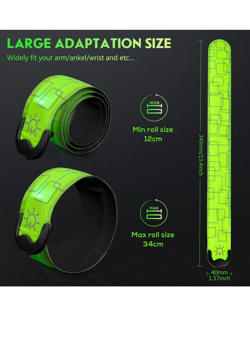 Excefore 2 Pack Rechargeable LED Armbands for Running, Reflective High Visibility Light-Up Bands, USB Rechargeable Glow Bracelet Safety Wristbands for Runners, Bikers, Walkers, Pet Owners (Green)  - Image 3