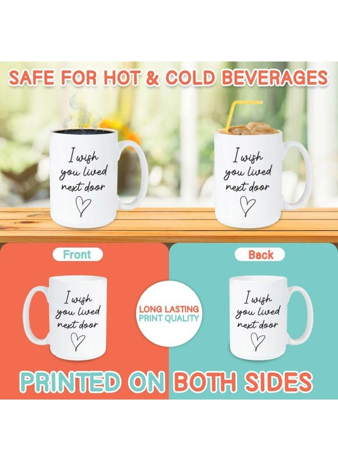 Bubble Hugs Friendship Coffee Mug 15 oz, I Wish You Lived Next Door Funny Thank You Gift for Best Friend Bestie Long Distant Housewarming Move Away, White - Image 3