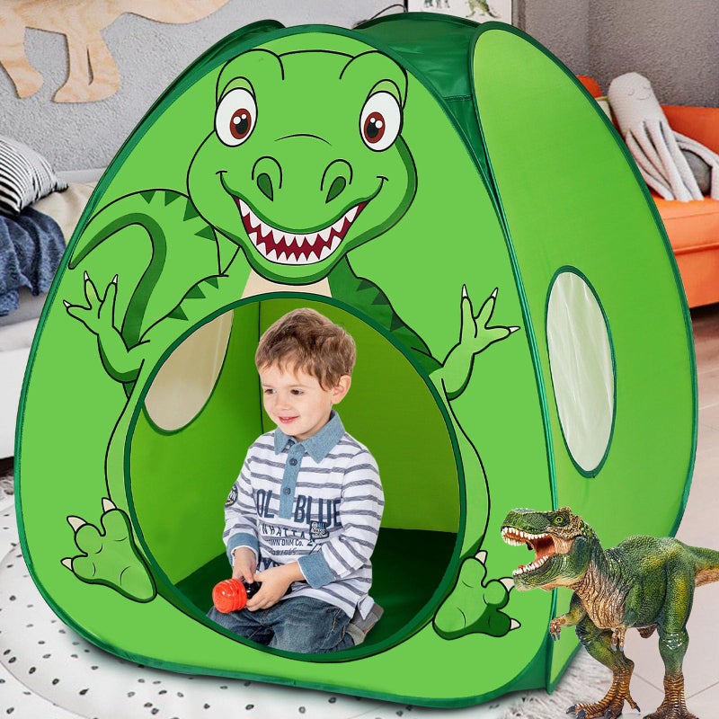 Lucky castle Kids Play Tent Lucky Castle Pop Up Tent for Kid Cute Tent for Boys and Girls Indoor Outdoor Play Tent with Storage Bag Perfect Kids GiftGreen Dinosaur - Image 3