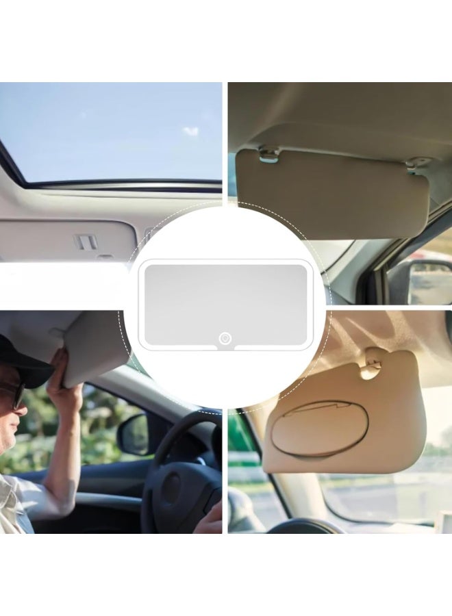 Dimmable LED Car Vanity Mirror – Touch-Control Sun Visor Makeup Mirror with 3 Color Lighting Modes, Type-C Rechargeable HD Mirror for Women-white - Image 5