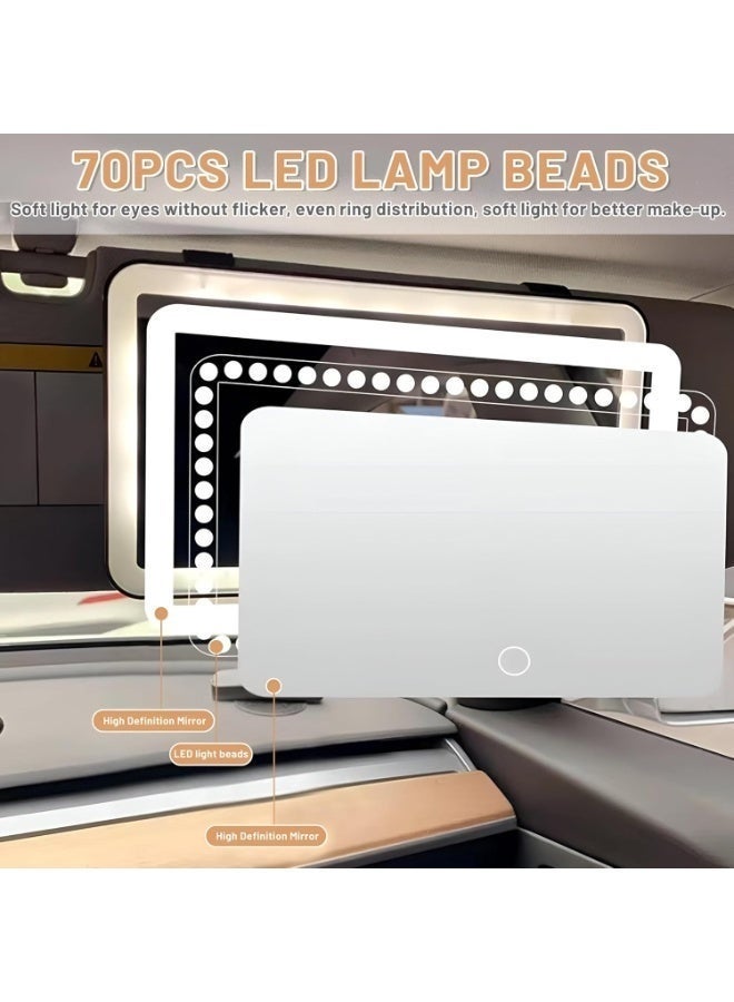 Dimmable LED Car Vanity Mirror – Touch-Control Sun Visor Makeup Mirror with 3 Color Lighting Modes, Type-C Rechargeable HD Mirror for Women-white - Image 3