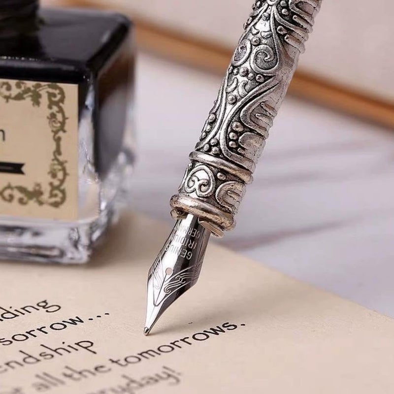 SKY-TOUCH Feather Set: Nice Quill With Metal Handle Cool Calligraphy With Nib Holder Dip For Journaling Gift Desk Decor - Image 5