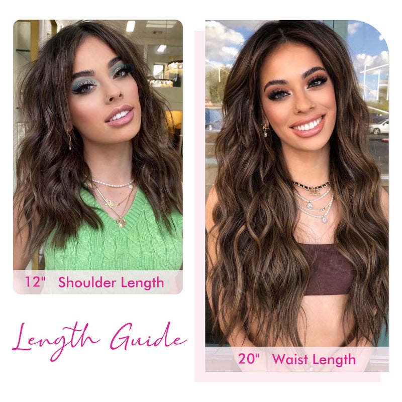 REECHO Invisible Wire Hair Extensions with Thinner Softer Lace Weft (Chocolate Brown with Blonde Highlights, 12 Inch (Pack of 1)) - Image 4