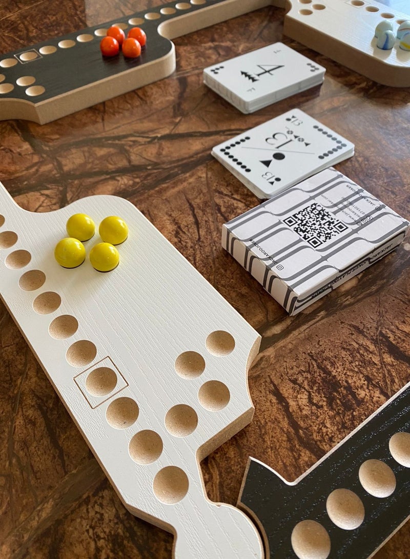 جاكارو جوكر لعبة جاكاروا للوحة لـ 3 إلى 8 لاعبين مع كرات زجاجية وبطاقات لعب. - Image 2