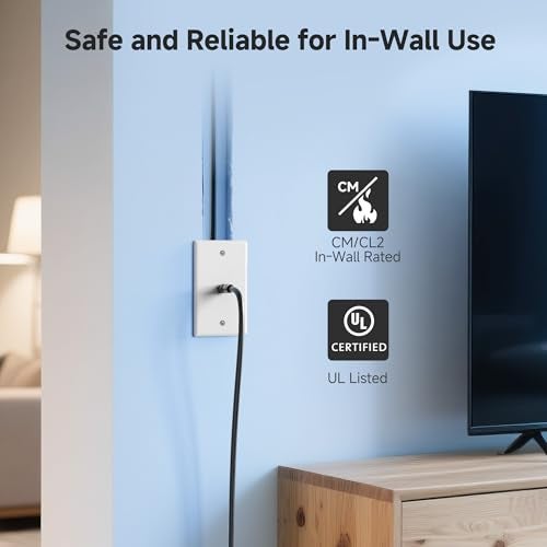 Cable Matters 3-Pack RG6 Coaxial Cable - 10ft, [CL2 Rated for in-Wall Use](CM) Quad Shield Coaxial Cable, RG6 Coax Cord for TV, Digital Router, Satellite Receiver and More, Black - Image 4