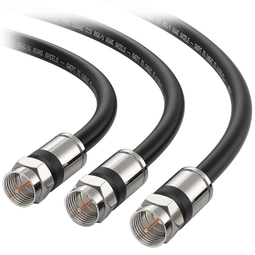 Cable Matters 3-Pack RG6 Coaxial Cable - 10ft, [CL2 Rated for in-Wall Use](CM) Quad Shield Coaxial Cable, RG6 Coax Cord for TV, Digital Router, Satellite Receiver and More, Black - Image 1