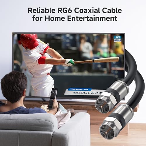 Cable Matters 3-Pack RG6 Coaxial Cable - 10ft, [CL2 Rated for in-Wall Use](CM) Quad Shield Coaxial Cable, RG6 Coax Cord for TV, Digital Router, Satellite Receiver and More, Black - Image 2