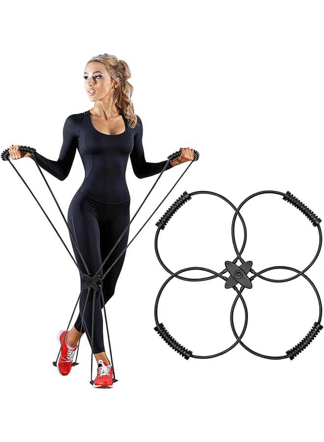 Pilates Resistance Tubes Set with Non-slip Handles – Portable Adjustable Resistance Bands for Full Body Pilates Workout at Home, Durable Fitness Accessories