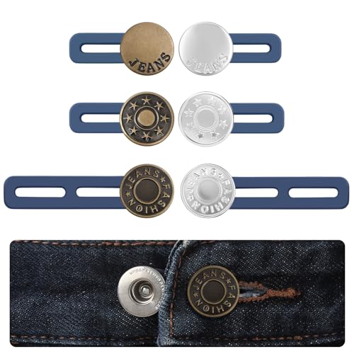 KUNTAERY 6PCS Button Extenders for Jeans, Pants Waistband Expanders, Instant Waist Extender Buttons for Women and Men, No Sew Jeans Waist Extension 1.1-1.8 Inches - Image 1